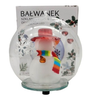 Лампа «Снеговик» Стеклянное украшение Светодиодные батарейки