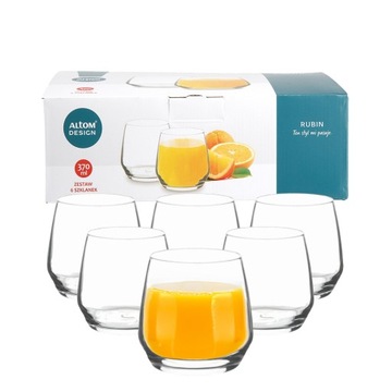 Szklanki Komplet 6 szklanek do napojów drinków Altom Design Rubin 370 ml
