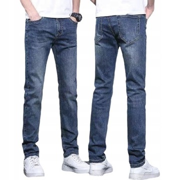 Casual spodnie meskie jeans slim elastyczne prosta