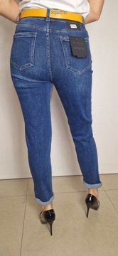 Spodnie Damskie Jeansy Granatowe Klasyczne Rurki Wyszczuplające