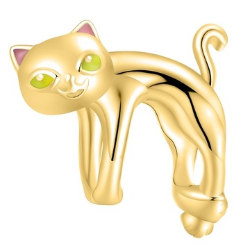 Piękny Złoty Charms Kotek Wiszący bff Kot Przyjaciel Miłość z Kotem Pupil