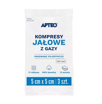 Kompresy jałowe z gazy 5 cm x 5 cm 3 szt.