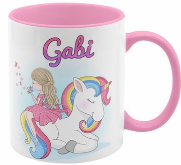 KUBEK RÓŻOWY UNICORN JEDNOROŻEC Z IMIENIEM
