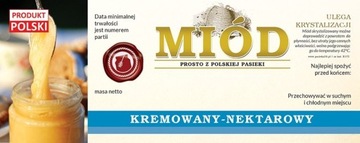 Paczka etykiet na miód kremowany 154x60 (100szt)