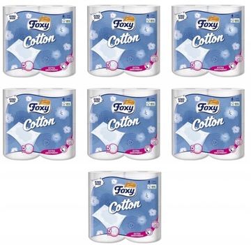 PAPIER TOALETOWY FOXY COTTON delikatny - 5 warstwowy 7x4 sztuki - 28 ROLEK