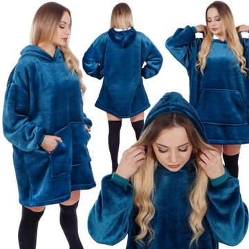 CIEPŁA BLUZA KOC OVERSIZE FUTRZAK 2W1 GRUBA XXL KOCOBLUZA KOCBLUZA SZLAFROK