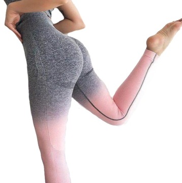LEGGINSY LEGINSY OMBRE Z WYSOKIM STANEM DO ĆWICZEŃ