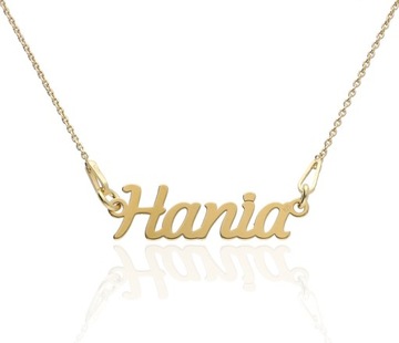 Złoty łańcuszek z imieniem imię HANIA srebro 925
