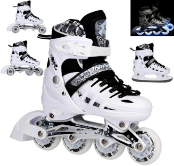 NILS SKATES 4IN1 WHITE LED S(31-34) NH10905 РОЛИКОВЫЕ КОНЬКИ LED КОНЬКИ