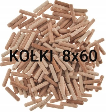Kołki montażowe, meblowe 8x60 drewniane 1kg 430szt