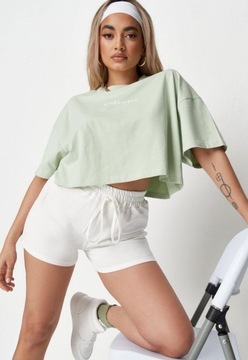 MISSGUIDED TALL KREMOWE SZORTY HIGH WAIST (38)