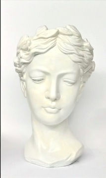 Doniczka głowa.Duża H-35cm.Kolor biały alabastrowy