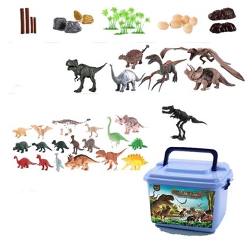 Набор фигурок динозавров в чемодане, яйца динозавров, креативные очки динозавров.