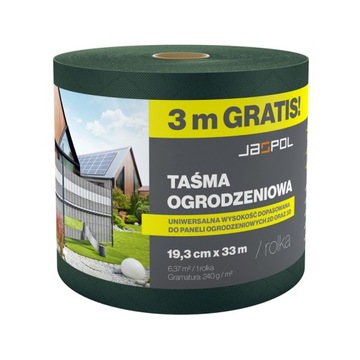 Taśma ogrodzeniowa szeroka zielona 30M + 3M GRATIS