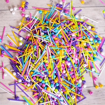 MELI STICK РОЗОВЫЕ БЛОКИ, ПАЛОЧКИ + ШАРИКИ, 600 ЭЛЕМЕНТОВ