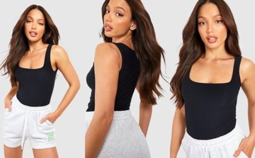 1H3A42 A02 BOOHOO TALL CZARNE BODY NA RAMIĄCZKACH XL