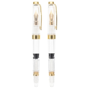 Clear Fountain Pens 2pcs Cover Metal Fountain Pens with Ink Absorber