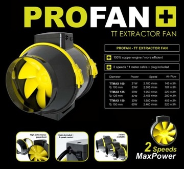 CICHY WENTYLATOR KANAŁOWY 2 BIEGI PROFAN TT-MAX 150mm 405/520M3/H