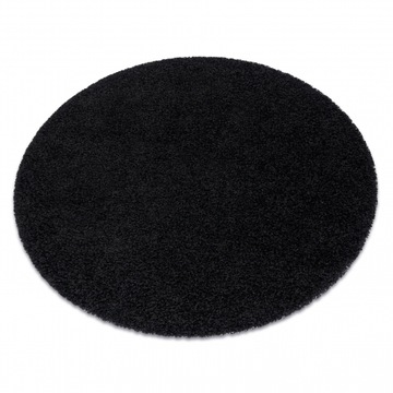 Dywan shaggy okrągły czarny koło 80 cm