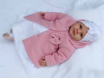 КОМПЛЕКТ Пальто+шапка кремовый/розовый 56 лет