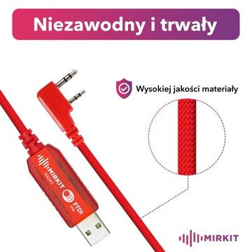 USB-кабель для программирования Baofeng UV-82/UV-5R Mirkit FTDI Model3 Premium Red