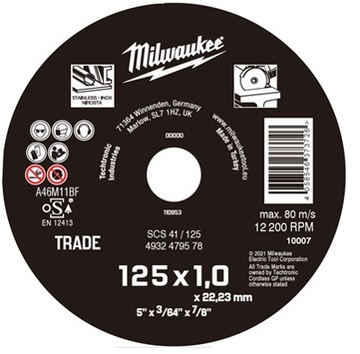Milwaukee Tarcza do metalu 125mm x 1mm Inox 1szt