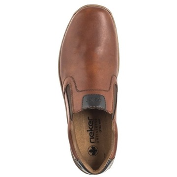 Buty Półbuty Mokasyny Skórzane Męskie Rieker Brązowe 03552-24 Brown