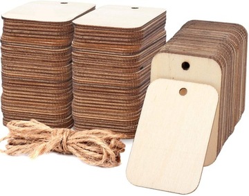 DREWNIANA ZAWIESZKA PROSTOKĄT ZE SKLEJKI 5x3cm