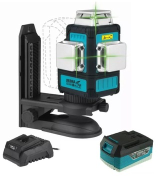 DEDRA Multilaser poziomica laserowa 3D SAS+ALL zielony laser ZESTAW 5AH