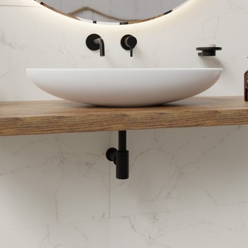 Сифон для умывальника, пробка клик-клак, черная латунь, большой, без перелива БП