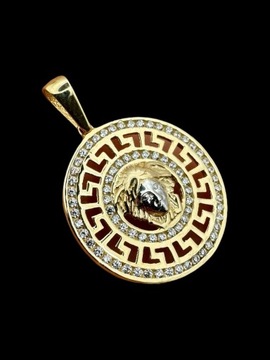 Zawieszka wisior złoto 585 14 karat grecki wzór łączone białe i żółte złoto
