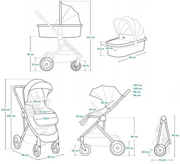 КОЛЯСКА LIONELO ДО 22 КГ КОМПЛЕКТ 2в1 + НАДУВАННЫЕ КОЛЕСА