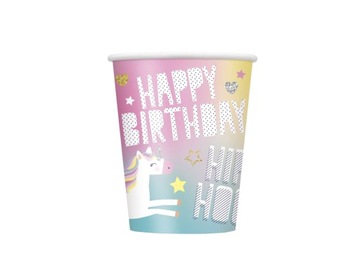 Kubeczki urodzinowe Jednorożec 8 szt. 266 ml