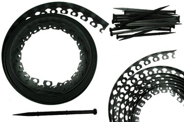 Комплект газонных бордюров EASY BORDER, черный, 4 см x 20 м + анкеры OBEB4010SET