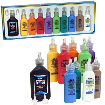 КРАСКИ ВИТРАЖНЫЕ 10 ЦВЕТОВ GD22P10 AMOS