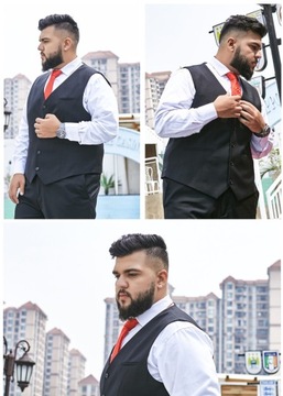 Plus Size Suit Vest Men Solid Color Single Br