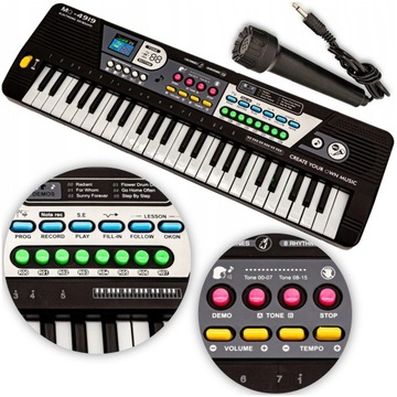 Przenośny KEYBOARD dla Dzieci do nauki Organki Nagrywanie Muzyki MIKROFON