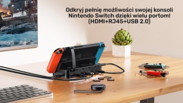 Док-станция Unitek для консоли Nintendo Switch + пульт дистанционного управления, HDMI, LAN, USB
