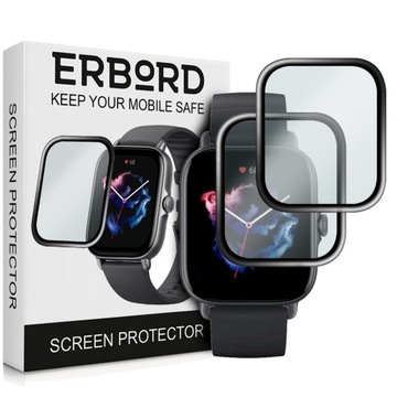 2x SZKŁO HYBRYDOWE ERBORD DO AMAZFIT GTS 3 + ZESTAW INSTALACYJNY