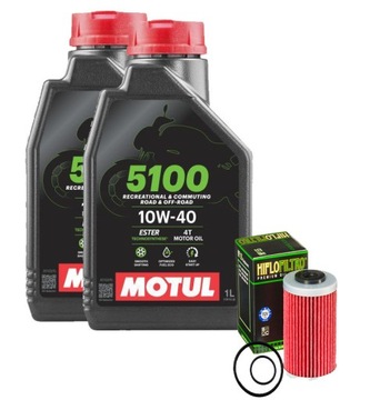 KTM DUKE125 200 390 Olej MOTUL 5100 10W40 2L FILTR HF uszczelki