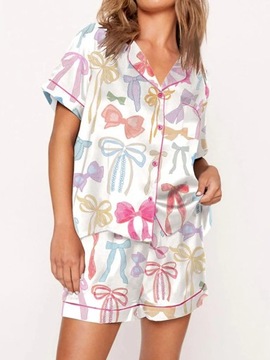 Women s Satin Pajama Set Lapel Neck Button Down Sh