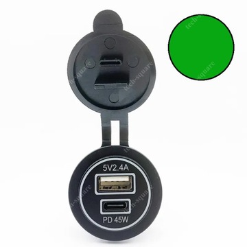 Gniazdo montażowe USB QC 3.0 + USB C PD 45W 12-24V
