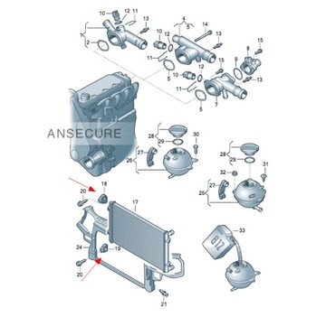 MOCOWANIE CHŁODNICY VW GOLF 1,4/1,6 98-06 (DOLNE)