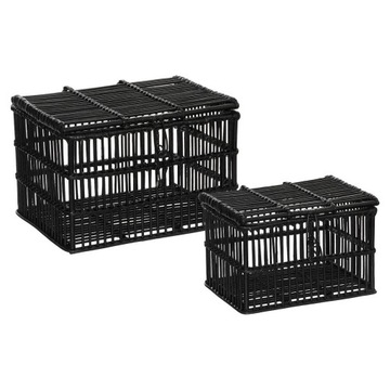 KOSZE DEKORACYJNE RATTANOWE, czarne, 3 sztuki