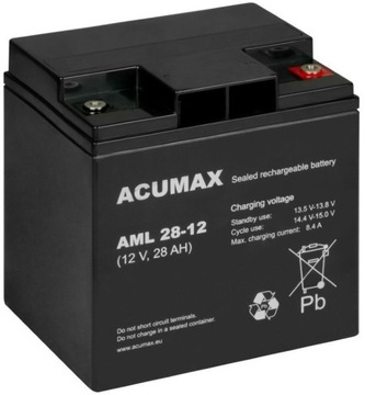 Akumulator bateria AGM ACUMAX AML 12V 28Ah CENTRALA POŻAROWA P.POŻ ALARMOWA