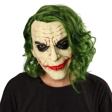 MASKA JOKER HALLOWEEN Z WŁOSAMI LATEKSOWA JOAQUIN PHOENIX BATMAN DC COMICS