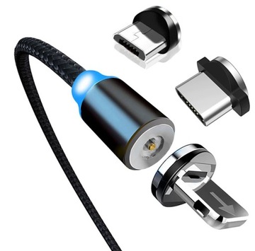 KABEL MAGNETYCZNY 3w1 DO IPHONE TYP-C MICRO USB