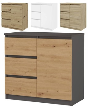 Komoda 1D3S 120 cm ANTRACYT / DĄB ARTISAN Wybór 4 kolorów