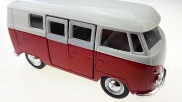 АВТОБУС WELLY 1963 VW VOLKSWAGEN T1 БЕЛЫЙ И КРАСНЫЙ НОВАЯ МЕТАЛЛИЧЕСКАЯ МОДЕЛЬ 1:34