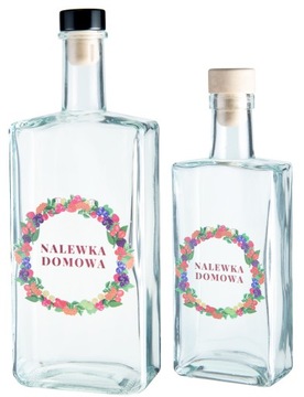 Zestaw Butelki szklane 500 ml + 250 ml z nadrukiem Nalewka domowa z korkiem